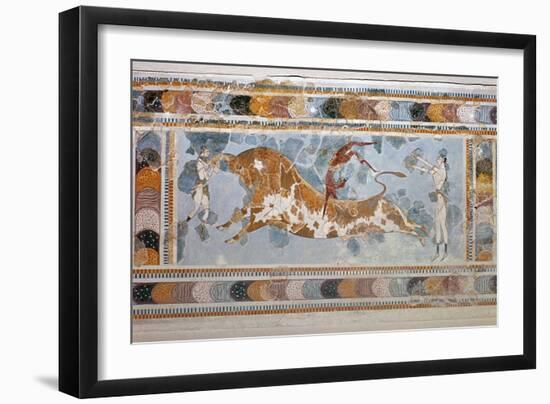 Bull-leaping' fresco from Knossos. Artist: Unknown-Unknown-Framed Giclee Print