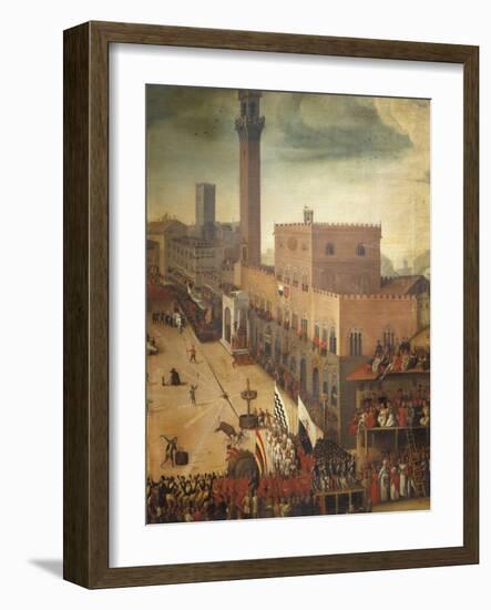 Bull Races in Piazza Del Campo in Siena-Vincenzo Rustici-Framed Giclee Print