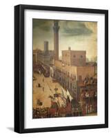 Bull Races in Piazza Del Campo in Siena-Vincenzo Rustici-Framed Giclee Print