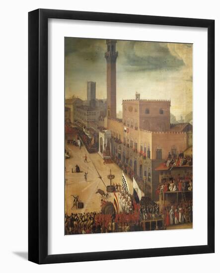 Bull Races in Piazza Del Campo in Siena-Vincenzo Rustici-Framed Giclee Print