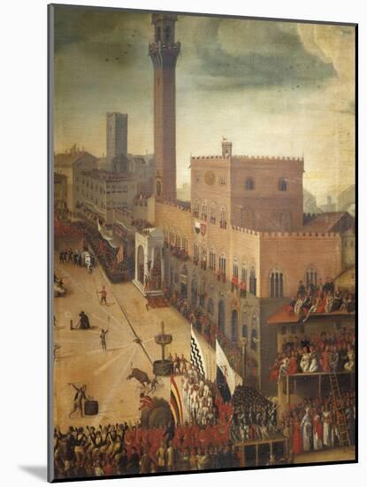 Bull Races in Piazza Del Campo in Siena-Vincenzo Rustici-Mounted Giclee Print