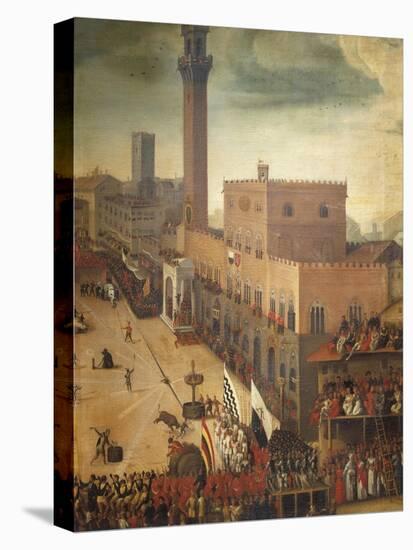 Bull Races in Piazza Del Campo in Siena-Vincenzo Rustici-Stretched Canvas