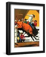 "Bull Riding," July 21, 1945-Fred Ludekens-Framed Premium Giclee Print