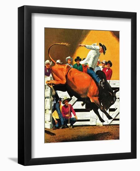 "Bull Riding," July 21, 1945-Fred Ludekens-Framed Premium Giclee Print