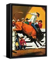 "Bull Riding," July 21, 1945-Fred Ludekens-Framed Stretched Canvas