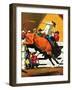 "Bull Riding," July 21, 1945-Fred Ludekens-Framed Giclee Print