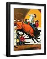 "Bull Riding," July 21, 1945-Fred Ludekens-Framed Giclee Print