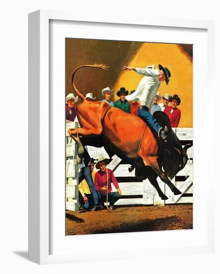 "Bull Riding," July 21, 1945-Fred Ludekens-Framed Giclee Print