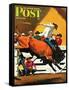 "Bull Riding," Saturday Evening Post Cover, July 21, 1945-Fred Ludekens-Framed Stretched Canvas