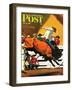 "Bull Riding," Saturday Evening Post Cover, July 21, 1945-Fred Ludekens-Framed Giclee Print