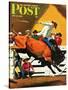 "Bull Riding," Saturday Evening Post Cover, July 21, 1945-Fred Ludekens-Stretched Canvas