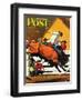 "Bull Riding," Saturday Evening Post Cover, July 21, 1945-Fred Ludekens-Framed Giclee Print