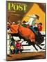 "Bull Riding," Saturday Evening Post Cover, July 21, 1945-Fred Ludekens-Mounted Giclee Print