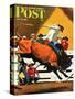 "Bull Riding," Saturday Evening Post Cover, July 21, 1945-Fred Ludekens-Stretched Canvas