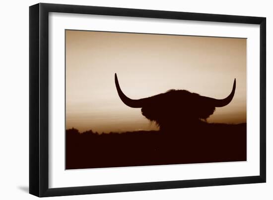 Bull Set Sepia Crop-Nathan Larson-Framed Photographic Print