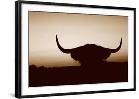 Bull Set Sepia Crop-Nathan Larson-Framed Photographic Print