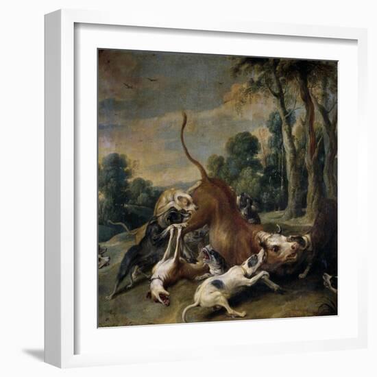 Bull Surrendered by Dogs, Flemish School-Frans Snyders-Framed Giclee Print