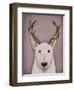 Bull Terrier and Antlers-Fab Funky-Framed Art Print