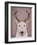 Bull Terrier and Antlers-Fab Funky-Framed Art Print