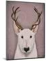 Bull Terrier and Antlers-Fab Funky-Mounted Art Print