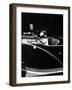 Bull Terrier dog in drivers seat of Hotchkiss-null-Framed Photographic Print