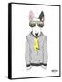 Bull Terrier in City Style-Olga Angellos-Framed Stretched Canvas