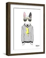 Bull Terrier in City Style-Olga Angellos-Framed Art Print