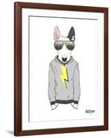 Bull Terrier in City Style-Olga Angellos-Framed Art Print