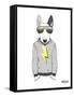 Bull Terrier in City Style-Olga Angellos-Framed Stretched Canvas