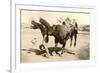 Bull Throwing Rodeo Rider-null-Framed Art Print