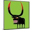 Bull With Blooded Horns-null-Mounted Art Print