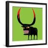 Bull With Blooded Horns-null-Framed Art Print