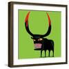 Bull With Blooded Horns-null-Framed Art Print