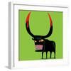 Bull With Blooded Horns-null-Framed Art Print