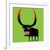 Bull With Blooded Horns-null-Framed Art Print