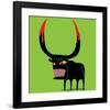 Bull With Blooded Horns-null-Framed Art Print