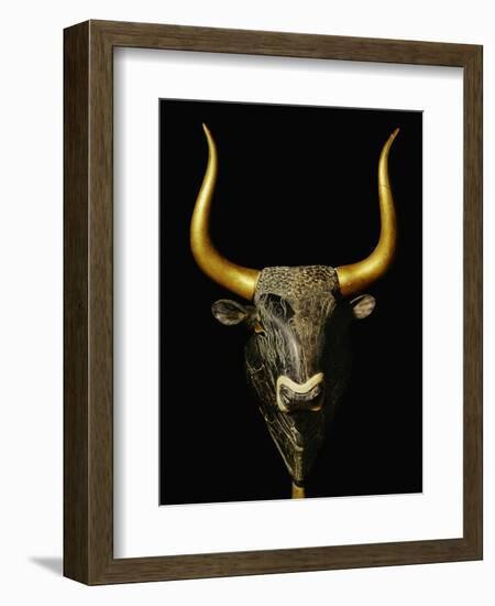 Bull with Horns of Gilded Wood, Black Steatite Rhyton (1700-1400 BCE), Minoan-null-Framed Giclee Print