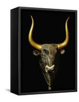 Bull with Horns of Gilded Wood, Black Steatite Rhyton (1700-1400 BCE), Minoan-null-Framed Stretched Canvas