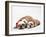 Bulldog Asleep with Puppy Wearing Christmas Hats-null-Framed Photographic Print