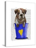 Bulldog Bucket of Love Blue-Fab Funky-Stretched Canvas