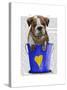 Bulldog Bucket of Love Blue-Fab Funky-Stretched Canvas