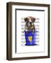 Bulldog Bucket of Love Blue-Fab Funky-Framed Art Print