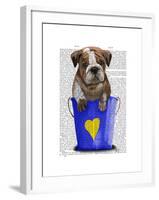 Bulldog Bucket of Love Blue-Fab Funky-Framed Art Print