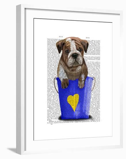 Bulldog Bucket of Love Blue-Fab Funky-Framed Art Print