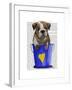 Bulldog Bucket of Love Blue-Fab Funky-Framed Art Print