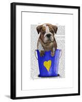 Bulldog Bucket of Love Blue-Fab Funky-Framed Art Print