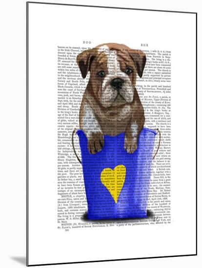Bulldog Bucket of Love Blue-Fab Funky-Mounted Art Print