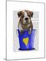 Bulldog Bucket of Love Blue-Fab Funky-Mounted Art Print