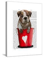 Bulldog Bucket of Love Red-Fab Funky-Stretched Canvas