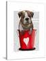 Bulldog Bucket of Love Red-Fab Funky-Stretched Canvas